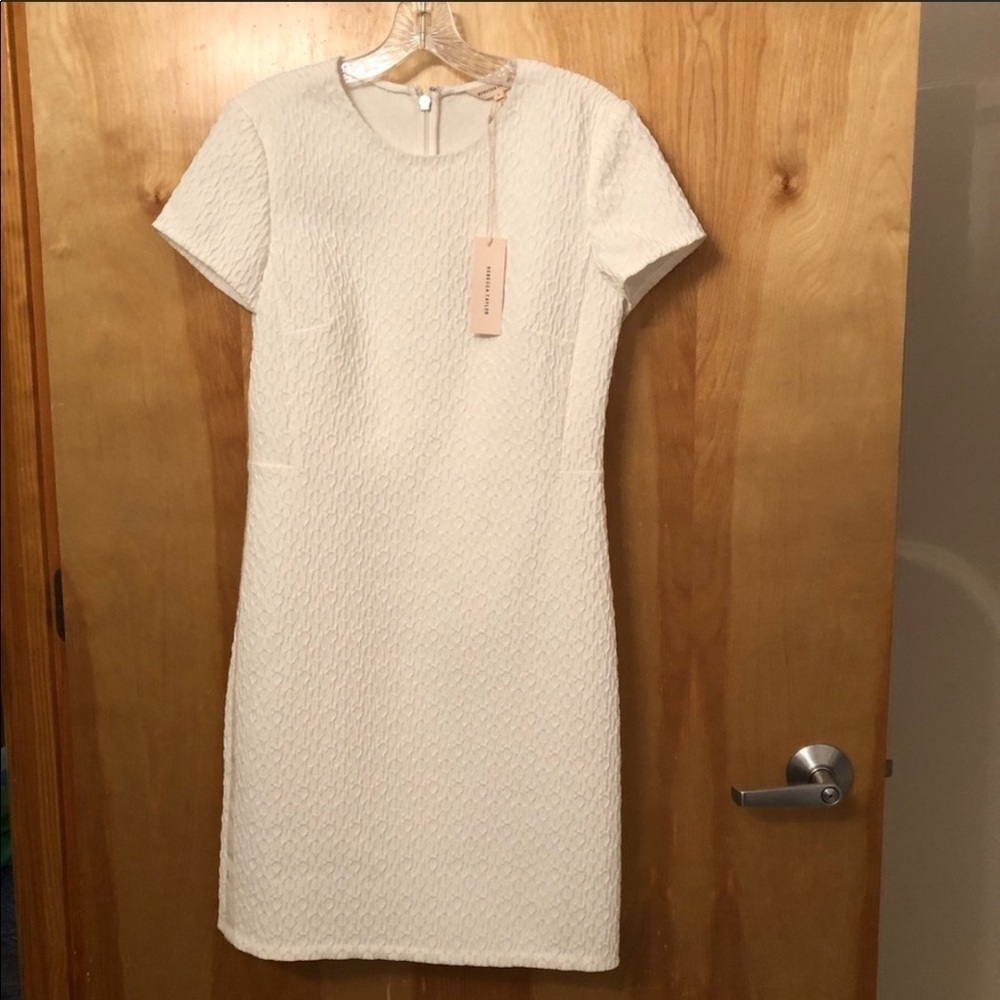 Rebecca Taylor Dia Lace Sheath Dress Ivory Textured Short Sleeve Size 6 - Picture 2 of 7